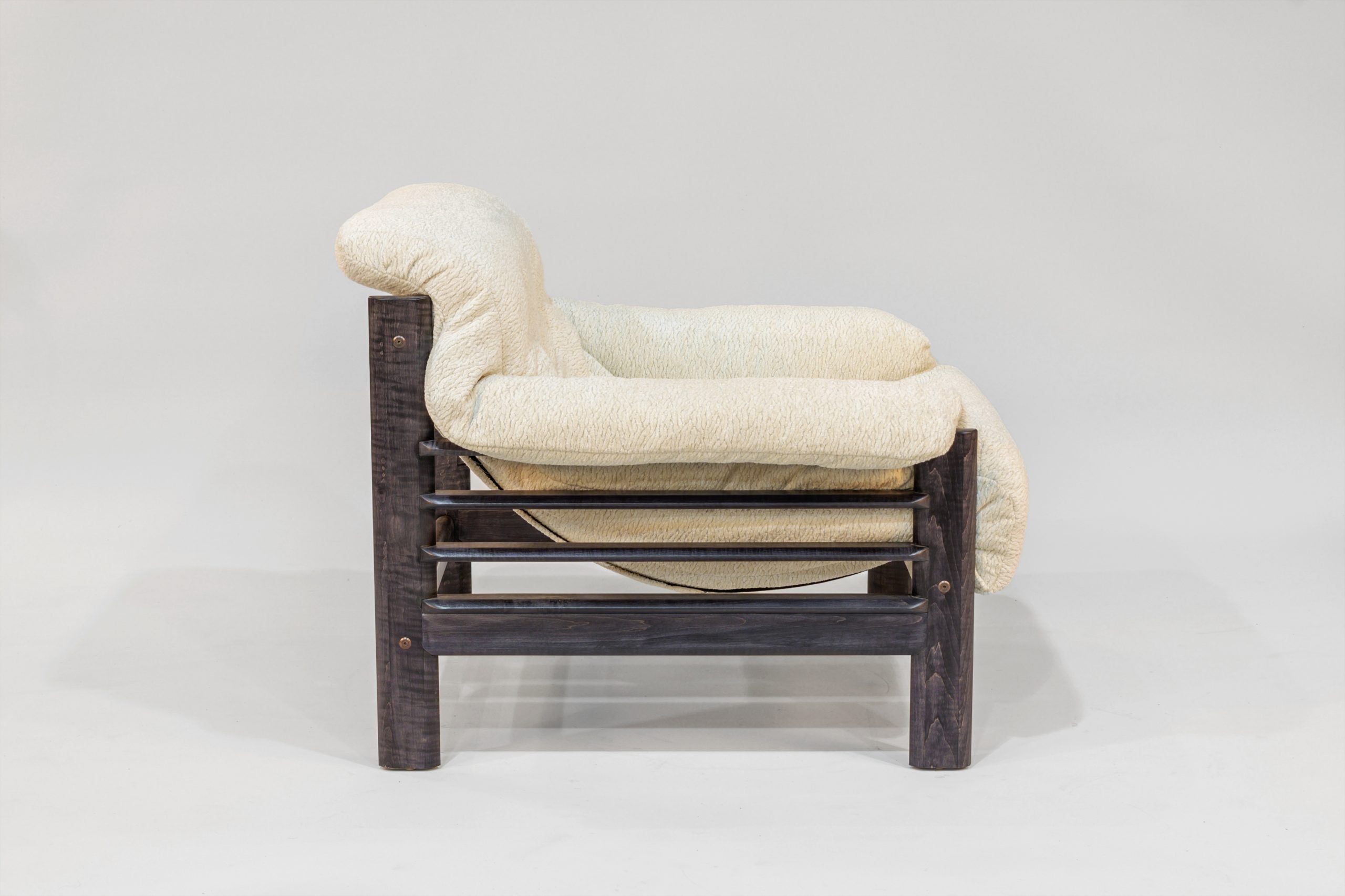 Chair & Ottoman – Taye with Tiger Maple Arms (Black)