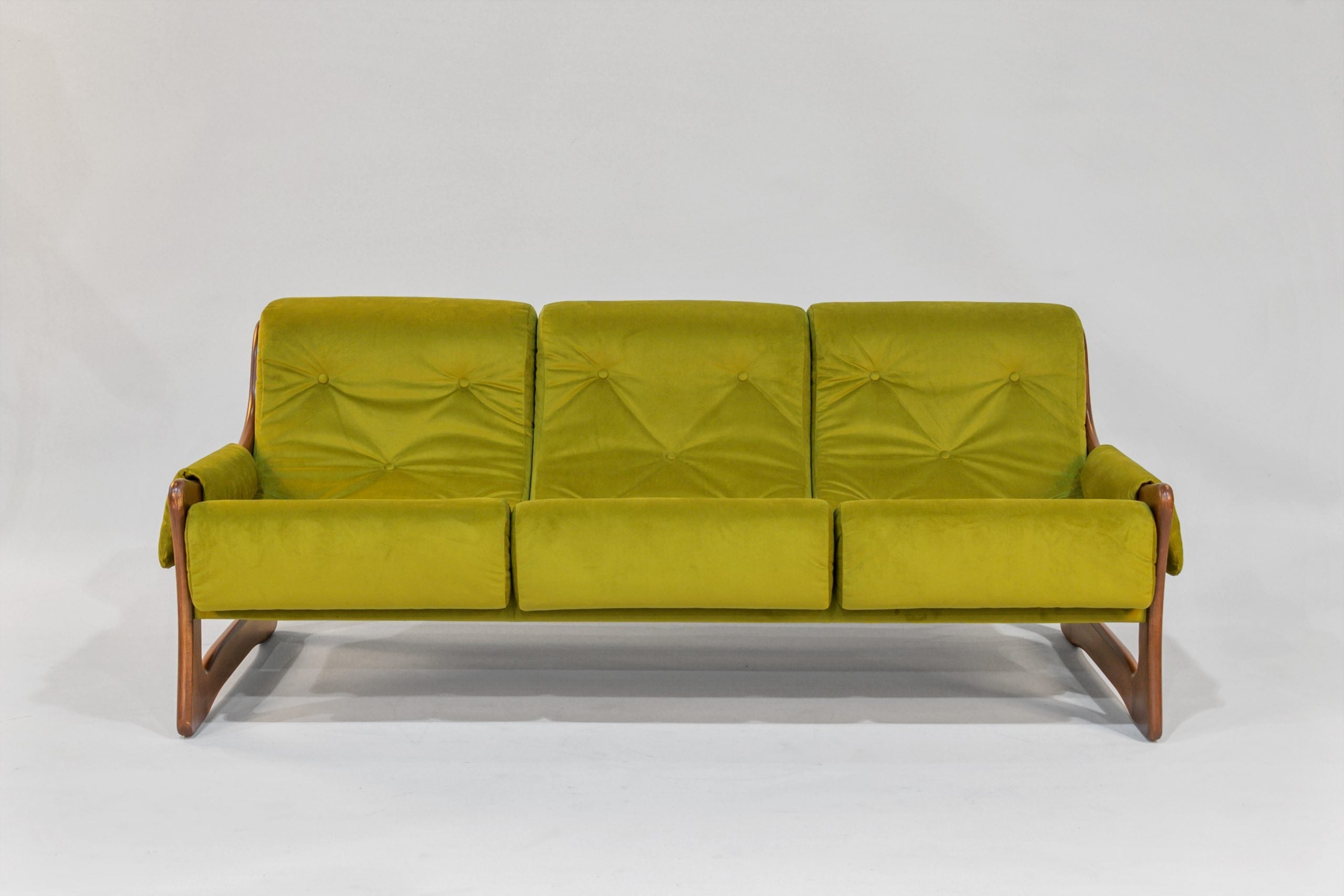 Sofa – Chronicle Cypress with Choice Hardwood Arms (Walnut Stain)