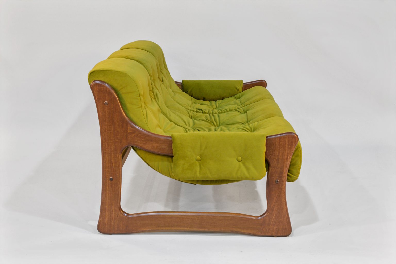 Sofa – Chronicle Cypress with Choice Hardwood Arms (Walnut Stain)