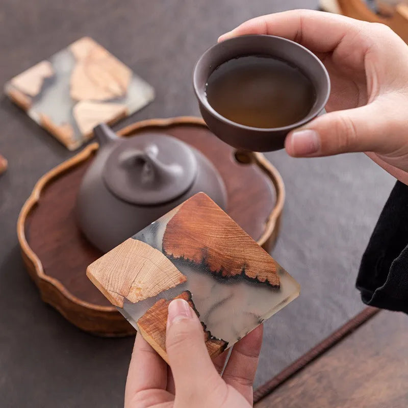 Resin Pine Wood Coaster