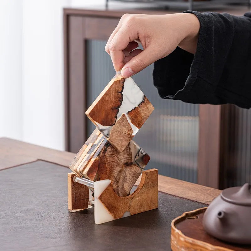 Resin Pine Wood Coaster